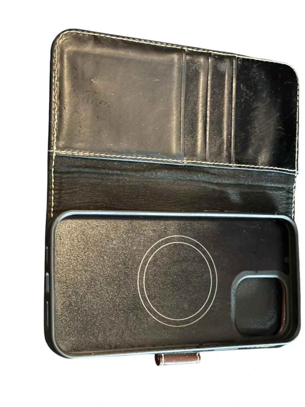 Burton Goods Leather Wallet Phone Case Card Holder Brown